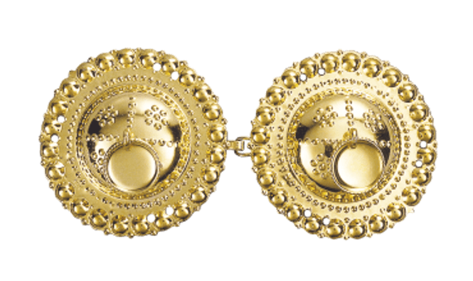 Hovedbilde spenne, forgylt